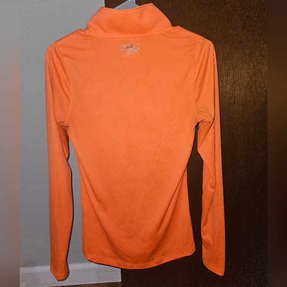 Under Armour Orange Long Sleeve Heatgear Quarter Zip Top Size XS - Picture 3 of 7